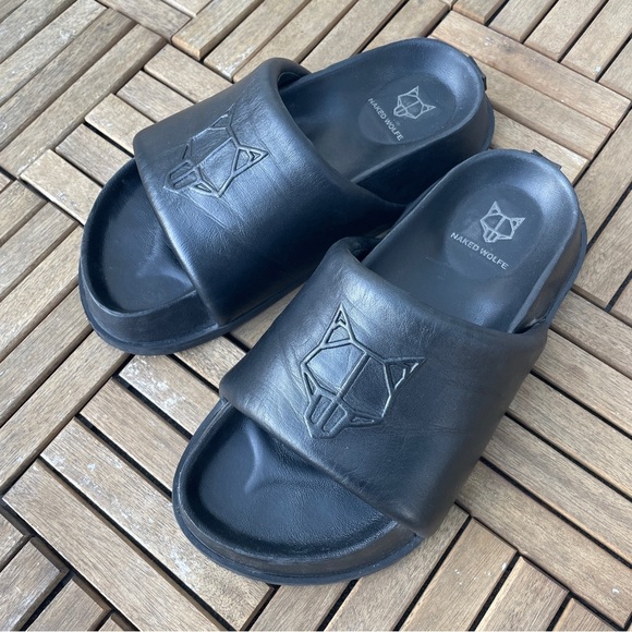 Naked Wolfe- Velma Slippers Black Padded Strap Size US 10 - Picture 2 of 6